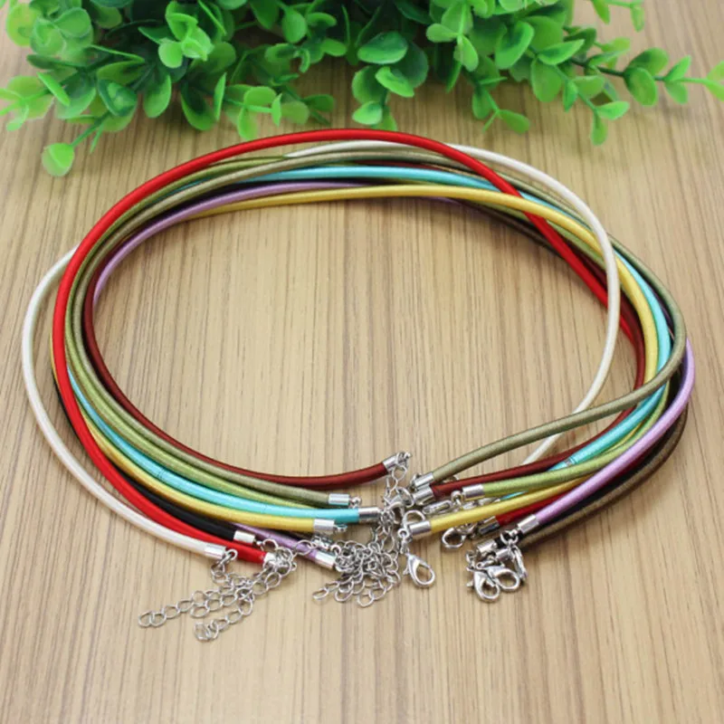 10pcs/Lot 4mm Random Color Rubber Necklace Cord Rope String Chain with