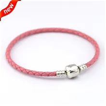 Fandola браслеты стерлингового серебра 925 пробы розовые кожаные браслеты с застёжка-бочонок модные браслеты для женщин DIY Ювелирные изделия P019