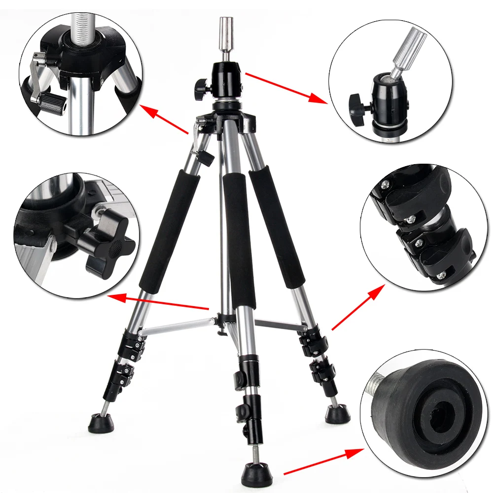Adjustable Aluminium Training Head Tripod Stand Mannequin Head Display