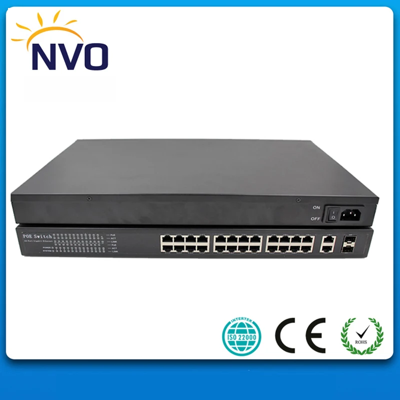 

24 Port 100Mbps PoE Switch with 2 gigabit Combo (SFP) Slots