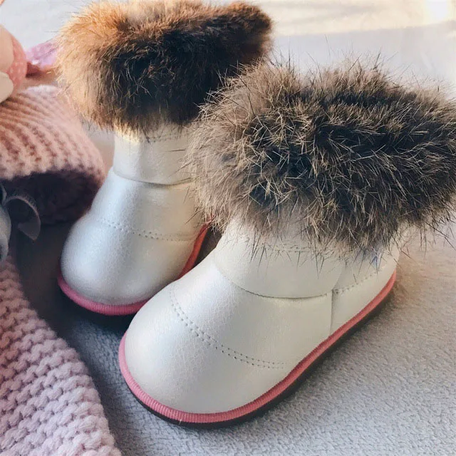 

KALUPAO Children Shoes girl winter boots Kids Baby Rubber Boots For Winter Baby Warm With Fur Inside Rabbit Hair Boots