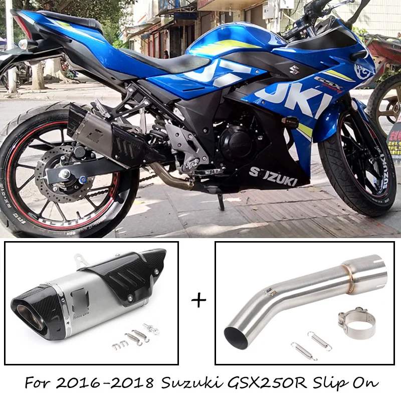 

For 2016 2017 2018 Suzuki GSX250R GSX250 Motorcycle Exhaust System Stainless Steel Mid Link Pipe + 51 mm Tail Escape Slip On