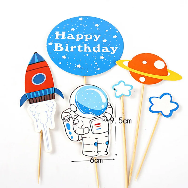 cake topper 4 WEIGAO космические вечерние космонавты и ракеты корабль тема фольгированные шары Галактика/Солнечная система вечерние праздничные принадлежности для мальчиков на день рождения - Цвет: cake topper 4