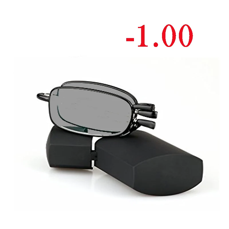 WEARKAPER, складные солнцезащитные очки, фотохромные очки для мужчин и женщин, очки для близорукости, оправа, солнцезащитные очки, оптические очки для близорукости, мужские очки - Цвет оправы: Black -100