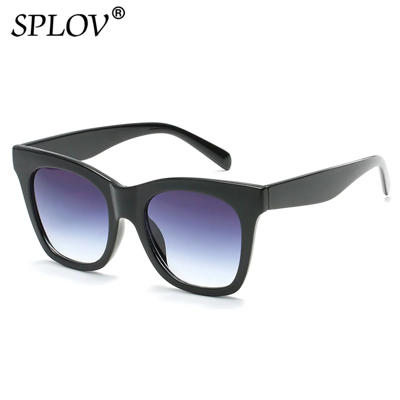 

SPLOV 2018 Fashion Square Sun Glasses Women Brand Designer Cat Eye Sun Glasses Luxury Oversize Mirrored Eyewear Gafas De Sol