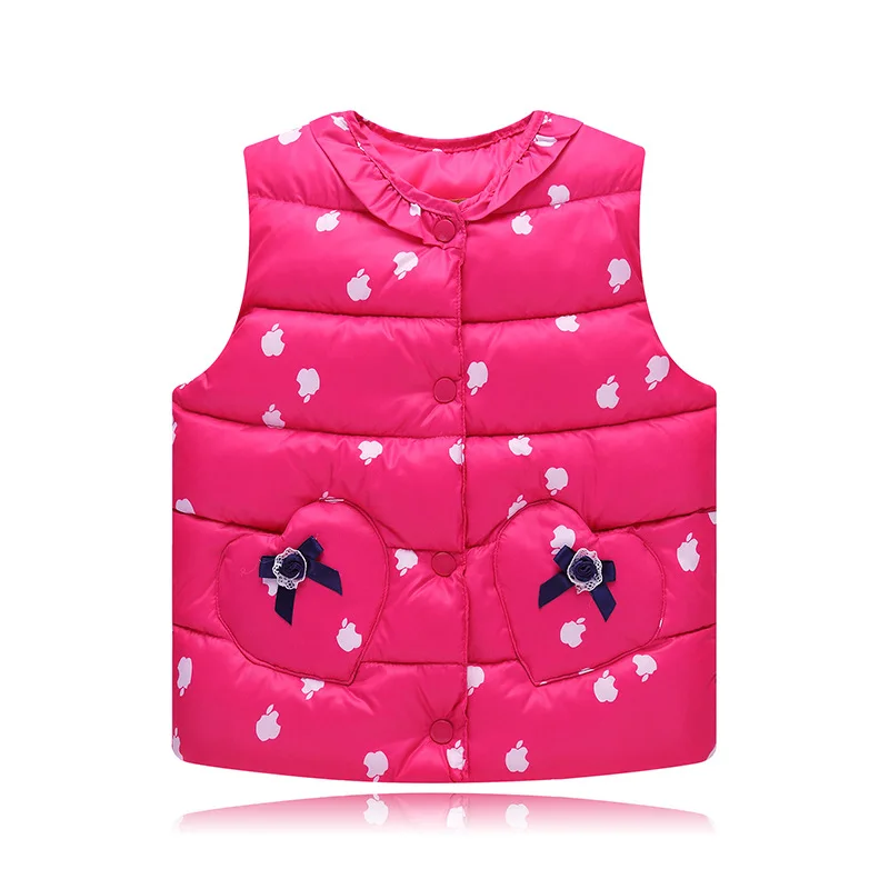 Cute Print Children's Vests Girls Sleeveless Outerwear Jackets Cotton