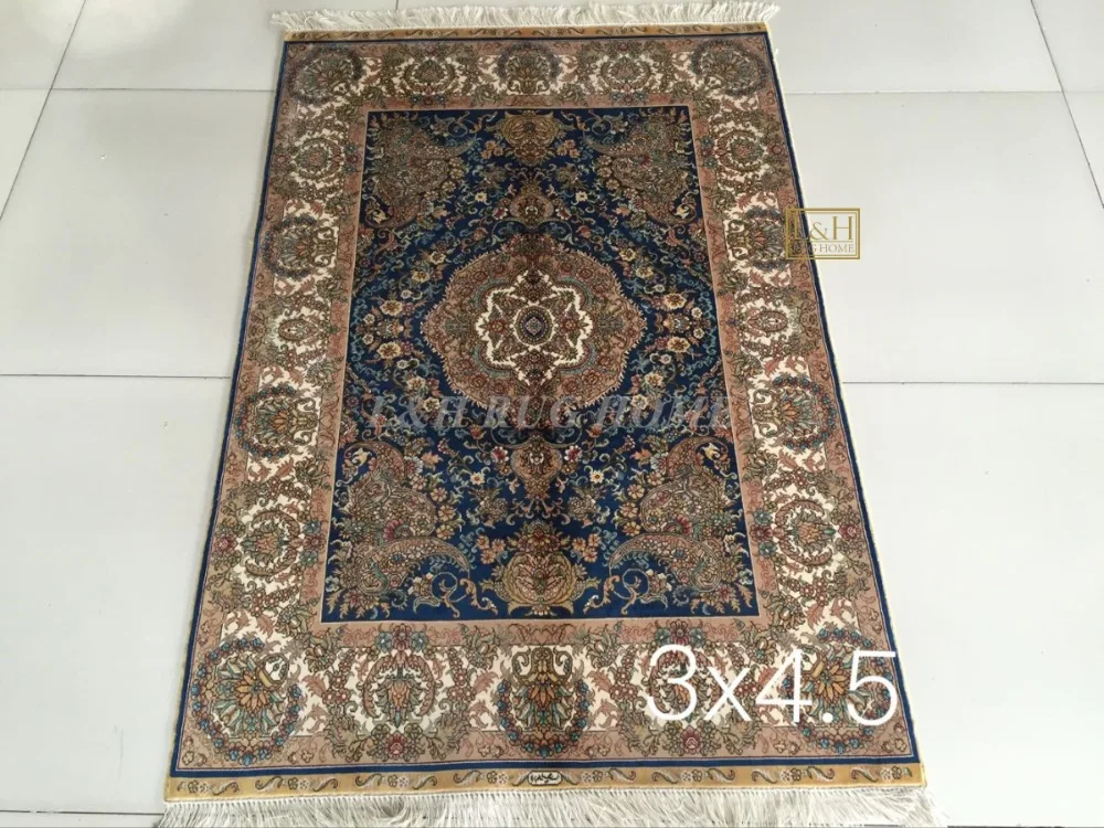 3'x4. 5' 230 линии ручной работы Шелковый Восточный персидских Ковры ручной ковер из шелка для украшения дома