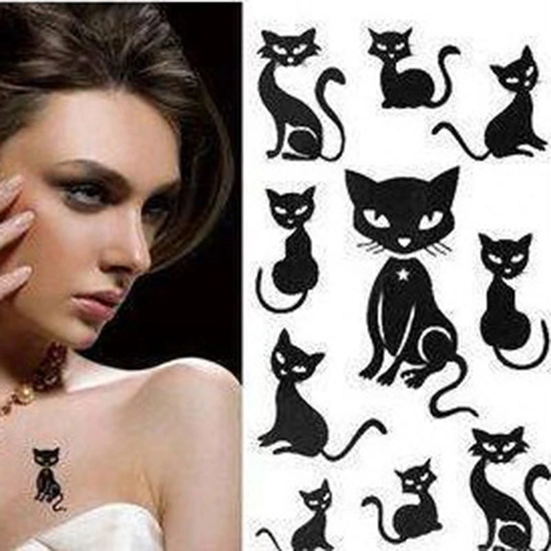 10 Feuilles Sexy Chat Noir Transfert D Eau Ongles Decalcomanies Tatouage Autocollants Manucure Feuille Enveloppes Bricolage Elegant Decoration Outils Aliexpress