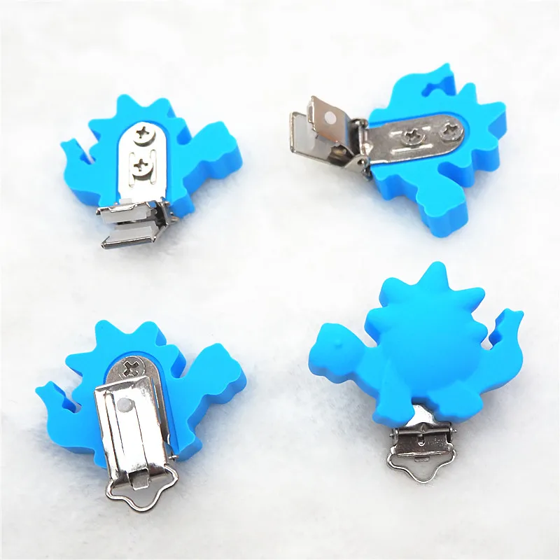 Chengkai 10pcs Silicone Dinosaur Teether Clips DIY Animal Baby Pacifier Dummy Soother Teething Nursing Jewelry Sensory Toy Clips