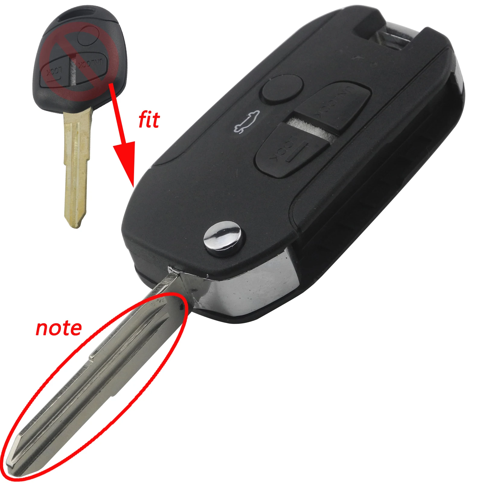 3 Button Remote Floding Flip Key Shell for Mitsubishi Lancer Evo Colt