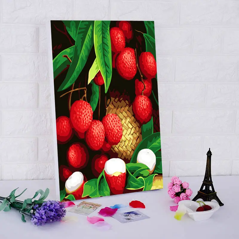 Diy Lukisan Minyak Buah Mewarnai Dengan Angka Cherry Digital Cat Dengan Angka Lichee Diy Digital Lukisan Digital Painting Oil Paintingdiy Oil Painting Aliexpress