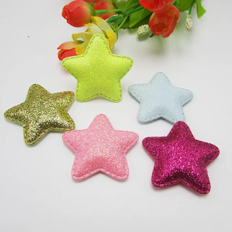 

Sew on Mix Color Glitter felt patches for Clothes 4.8cm star shape 20pcs/lot scrapbooking accessories