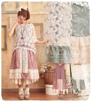 

Sweet spring summer patchwork lace tank dress kawaii gothic roupas feminina tunique femme lolita hippie boho spain euro lolita