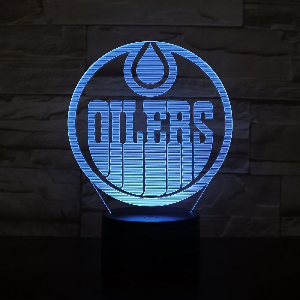 

Oilers Hockey Team 3D LED Night Light Hologram Illusion Lamp Children Kids Bedroom Decor Friends Club Fan Gift Dropshipping