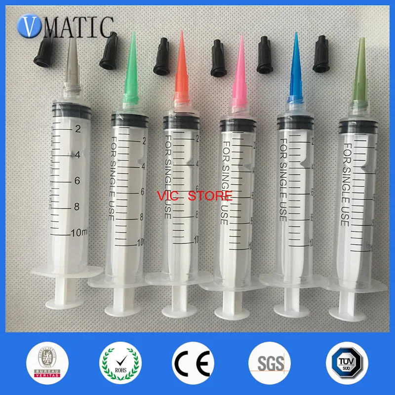 

Free Shipping 6 Sets Glue Dispensing Syringe 10cc/ml With Dispenser Tapered Needle Tips