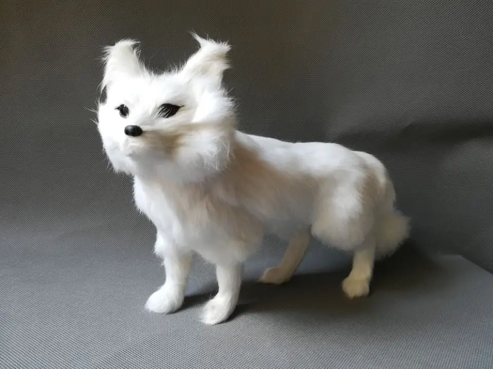 В реальной жизни toy white fox модель Большие 35x23 см полиэтилен и меха стоя fox модель украшения дома реквизит, модель подарок d0100