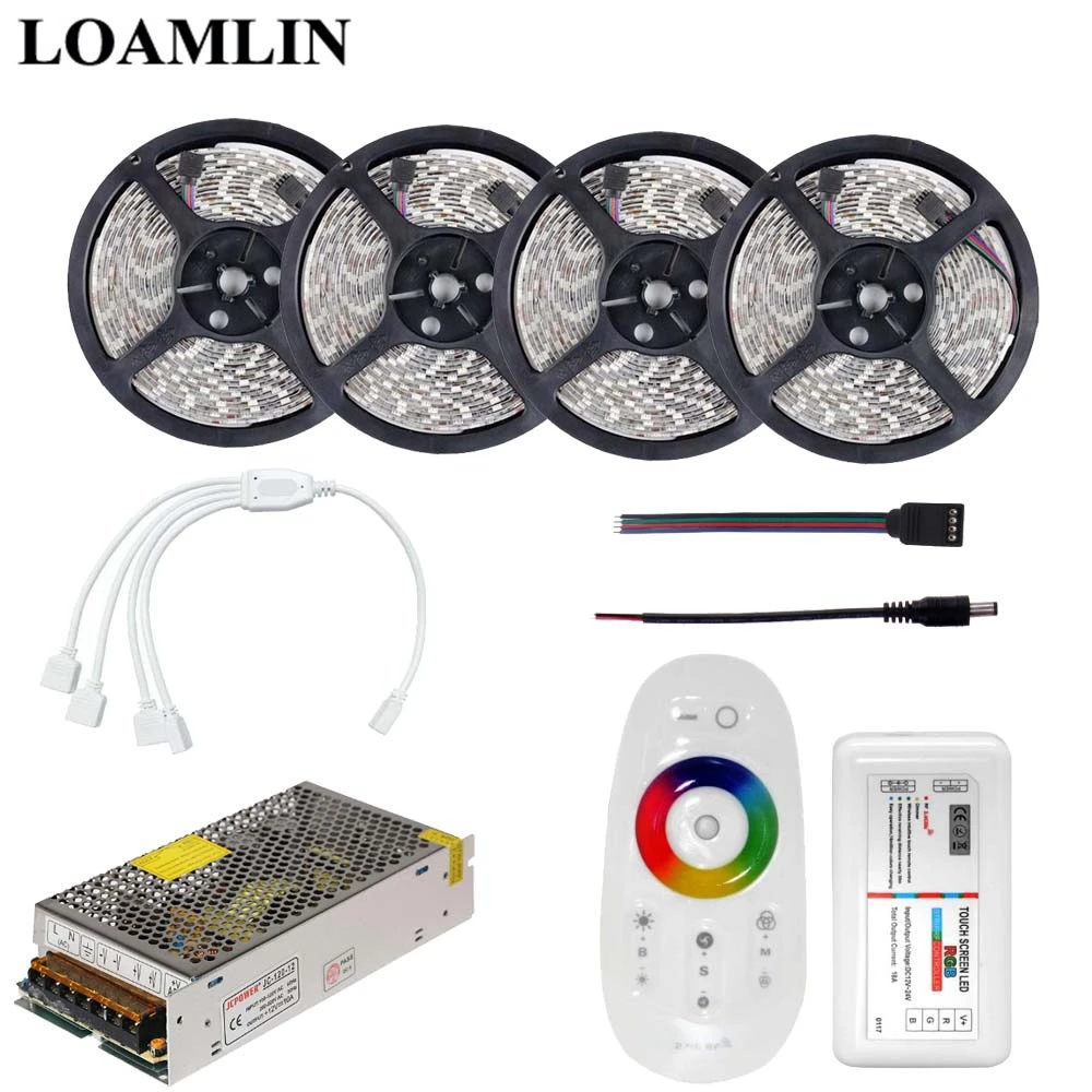 2835/3528SMD RGB светодиодные полосы с 2,4 г RGB Led контроллер DC12V Питание комплект 5 м 10 м 15 м 20 м