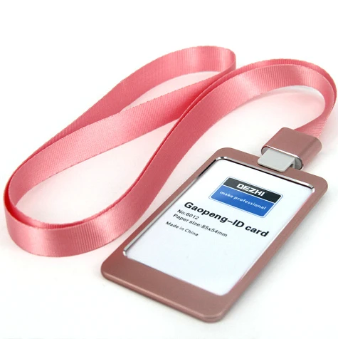 Genuine DEZHI Aluminum Alloy Employee Id Card Information card Holders Customize Logo Metal Badge Holder - Цвет: V rose gold set