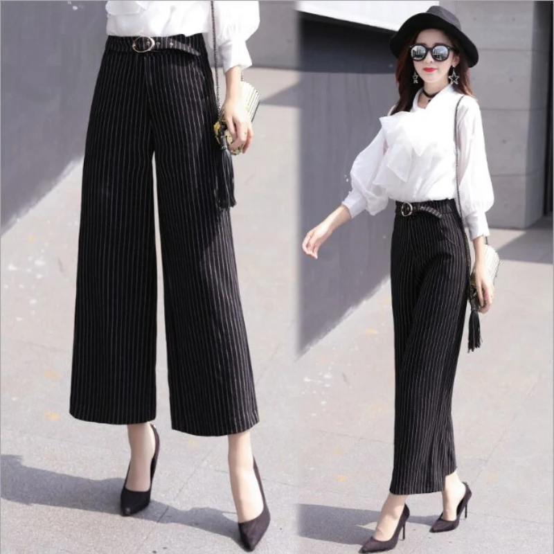 Bas Spéciales Mode Ol Nouveauté Rayé Black Pantalon Automne 2019 Lady Lâche Et Offres Pour Femme En Tempérament D'hiver Office Large De OHInfZ