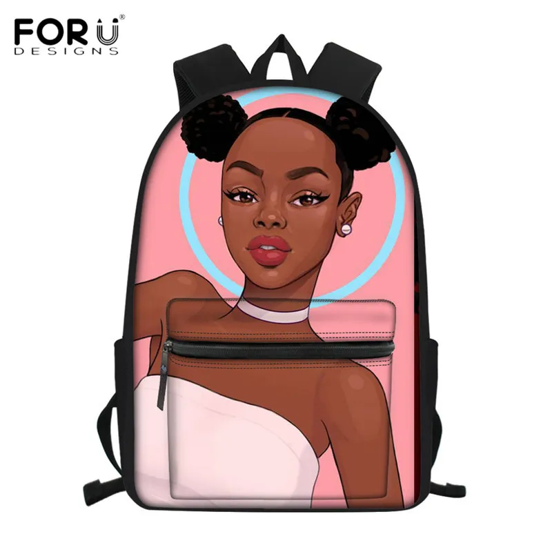 FORUDESIGNS/Школьные сумки афро для девочек, черные женские художественные школьные рюкзаки, книжные сумки, модная детская сумка, рюкзак Mochilas Feminina