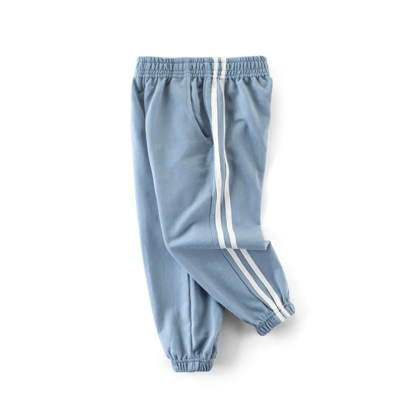 Спортивные штаны для мальчиков и девочек, повседневная одежда для малышей штаны для бега От 2 до 10 лет мальчиков, спортивные хлопковые штаны без застежек для бега - Цвет: Небесно-голубой
