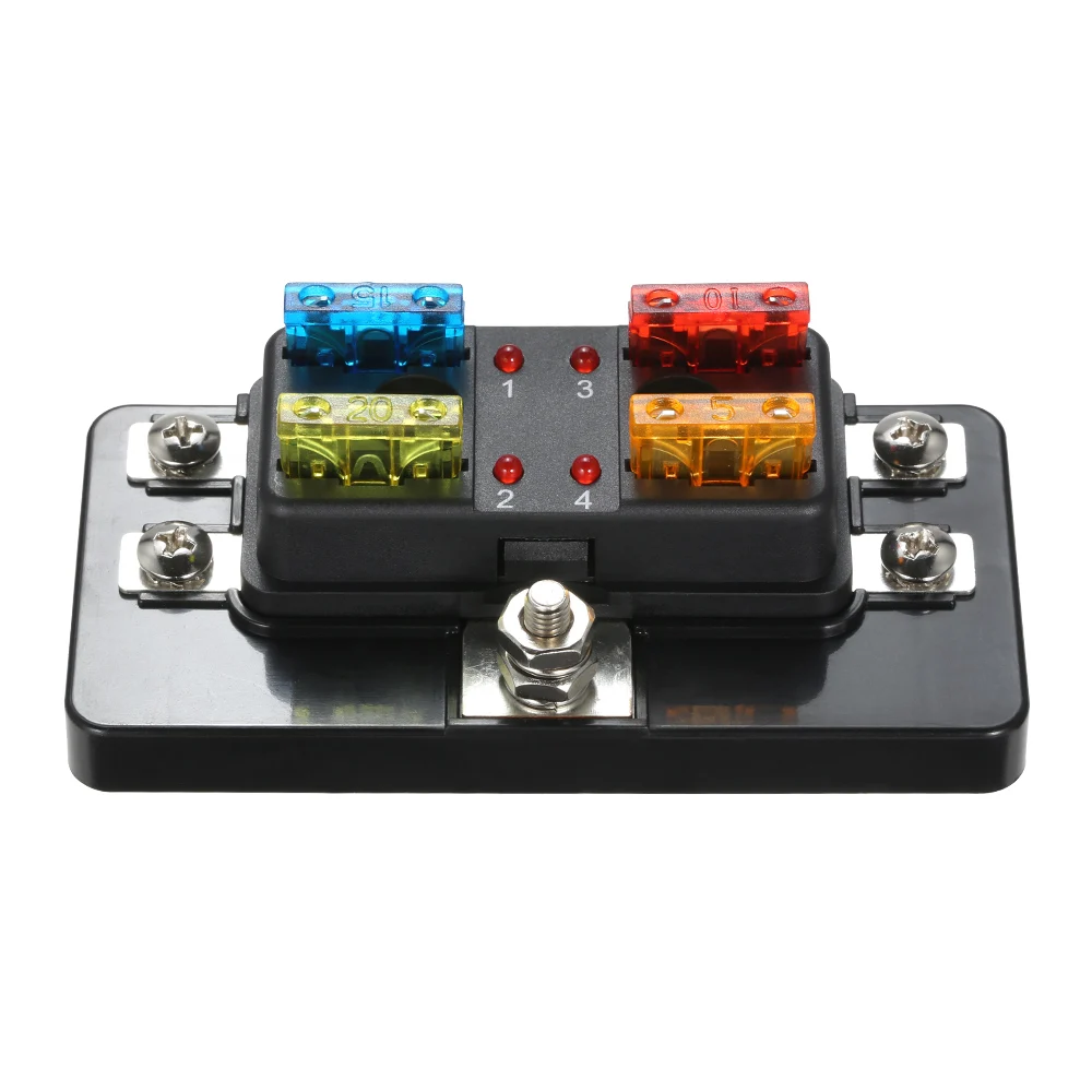 

Universal 4 Way Blade Fuse Box with LED Indicator Fuse Block for Car Boat Marine Caravan 12V 24V Car Accessories