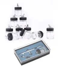 Двойного действия комплект компрессора для аэрографа краски пистолет Air-кисточки Пескоструйный Аппарат для дизайн ногтей 0,5 мм 22cc+ 10 шт. Аэрограф стекло бутылочки