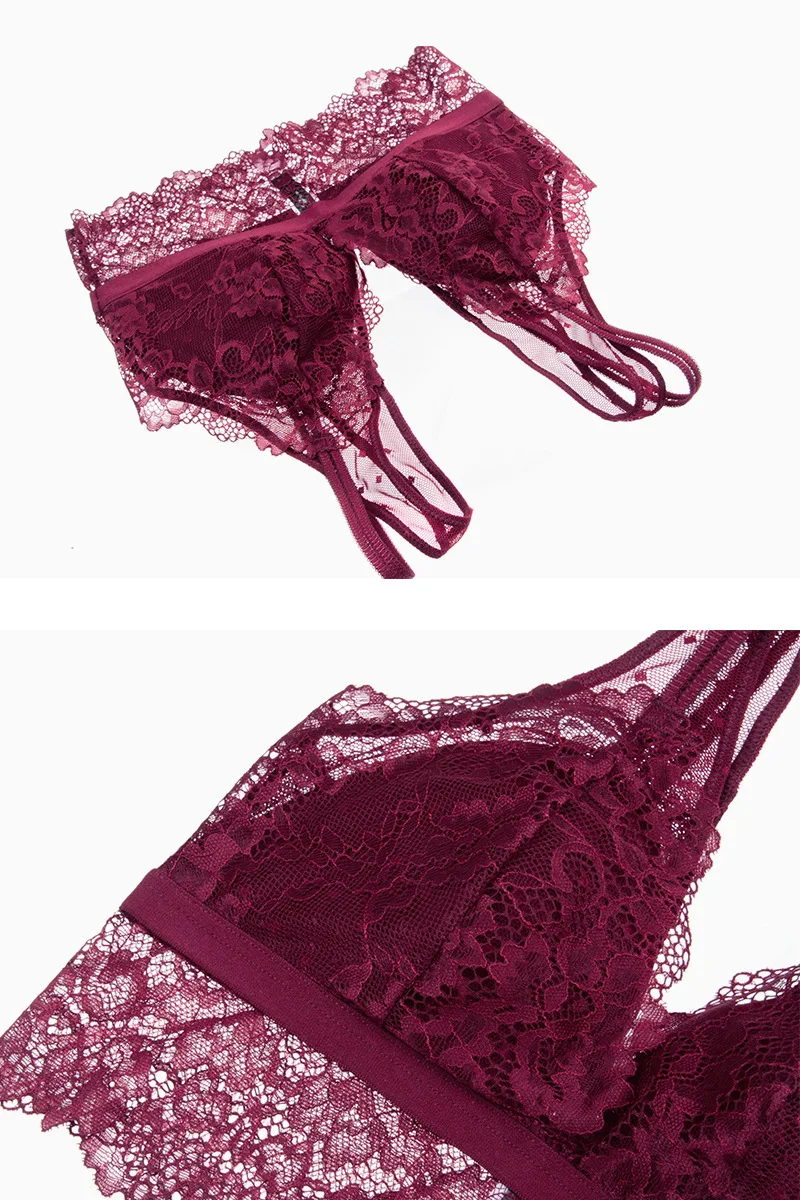 ladies underwear sets Lace thin cup comfortable sleep sexy women underwear sets Euramerican style ABC cotton cup brassiere and transparent bra panties sheer bra and panty sets