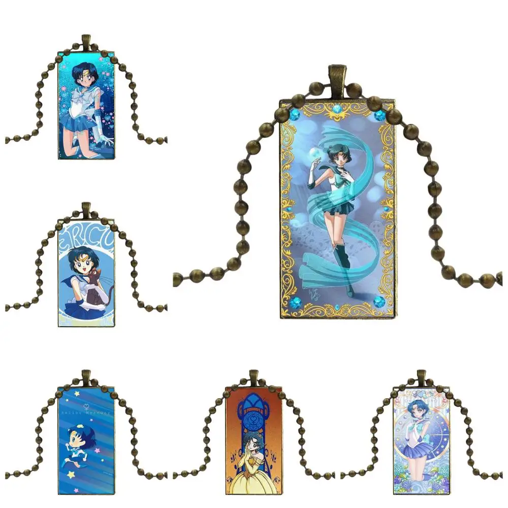 Necklace Fashion Long Chain With Rectangle Jewelry For Women High Quality Girls Sailor Moon Mercury Flexibles | Украшения и