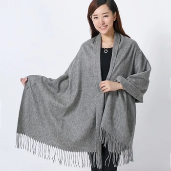 

Large Winter Warm Scarf Scarves Women Fashion Wrap Pashmina Tassels Mujer Bufanda 100% Real Wool Shawl Shawls Solid Color Cape
