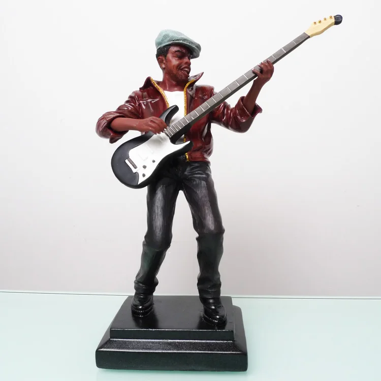 American Country Pub Band Guitar Player Bust Figurine Handmade Resin