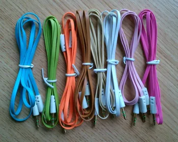 

Flat Noodle 1M 3.5mm Car Aux Audio Cable Jack Stereo Auxiliary 3ft Cords Lead for PC MP3 Adapter Speaker