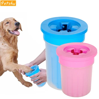 

Petshy 2018 New Pet Paw Washer Cup Dog Foot Wash Tools Soft Gentle Silicone Bristles Pet Brush Quickly Clean Paws Muddy Feet