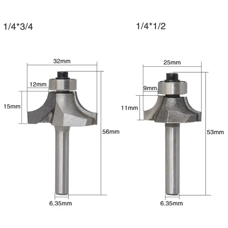 4 шт./компл. Радиус Круглый За гранью понимания формируя для вырезания гребней и пазов-1/4 дюйма, хвостовая фреза гравировальный станок с ящик для инструментов