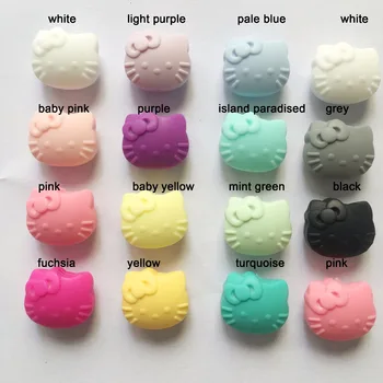 

10pcs New Cartoon Hello Kitty Silicone Teether Beads ,Baby teether silicone Beads for Baby ,BPA free