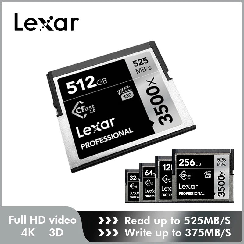 Lexar 32G 64G 128G 128G 256G 512G профессиональная Cfast 2,0 карта памяти 3500X525 M/s высокоскоростная для фотографии 4K камера видео