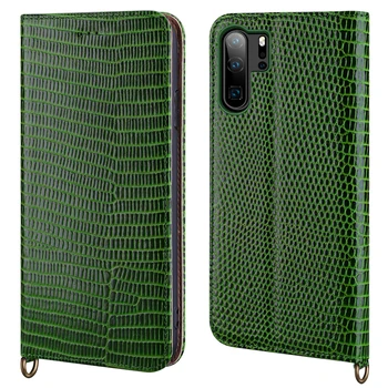

For Huawei P30 Flip Case Lizard Skin Cowhide Genuine Leather Phone Case Wallet Stand Business Smart Bag Cover for huawei P30 Pro