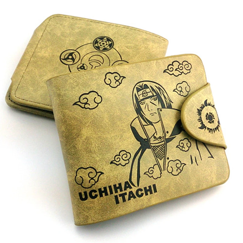 

Anime Naruto Wallet Uchiha Itachi Sharingan Print Leather Women Men Purse Short Style Card Holder Purses Carteras Money Bag