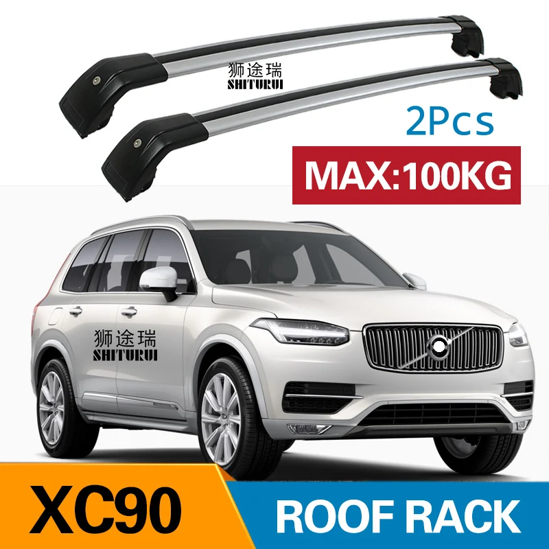 SHITURUI 2 قطع قضبان سقف لفولفو XC90 2015 + سبائك الألومنيوم الجانب القضبان عبر القضبان حامل سقفي حامل الحقائب SHITURUI 2 قطع قضبان سقف لفولفو XC90 2015 + سبائك الألومنيوم الجانب القضبان عبر القضبان حامل سقفي حامل الحقائب