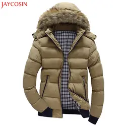 JAYCOSIN пальто для мужчин обувь для мальчиков Ployster повседневное теплый с капюшоном Осень Зима Верхняя одежда куртка на молнии Лоскутная