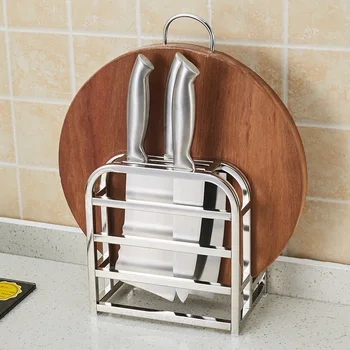 

Thick 304 Stainless Steel Cutting Board Holder Knife Holder Widening Tool Storage Rack Combination Knife Seat Kitchen Rack 27