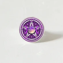 Triple Moon Goddess Pentagram ring Witch Jewelry Glass Dome Witchcraft ring Glamour Weika ring triple moon