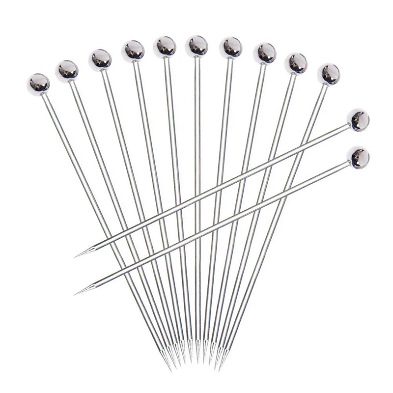 12pcs Stainless steel Cocktail Picks, Professional 4 inch Fruit Stick