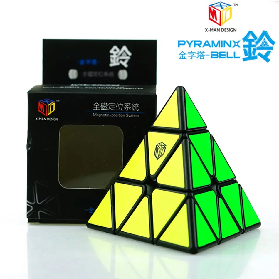 Qiyi волшебный кубик рубика X-Man дизайн Pyraminx Bell 3x3 Cube 3x3x3 система магнитного положения Кубик Рубика для профессионалов детские игрушки-головоломки - Цвет: Black