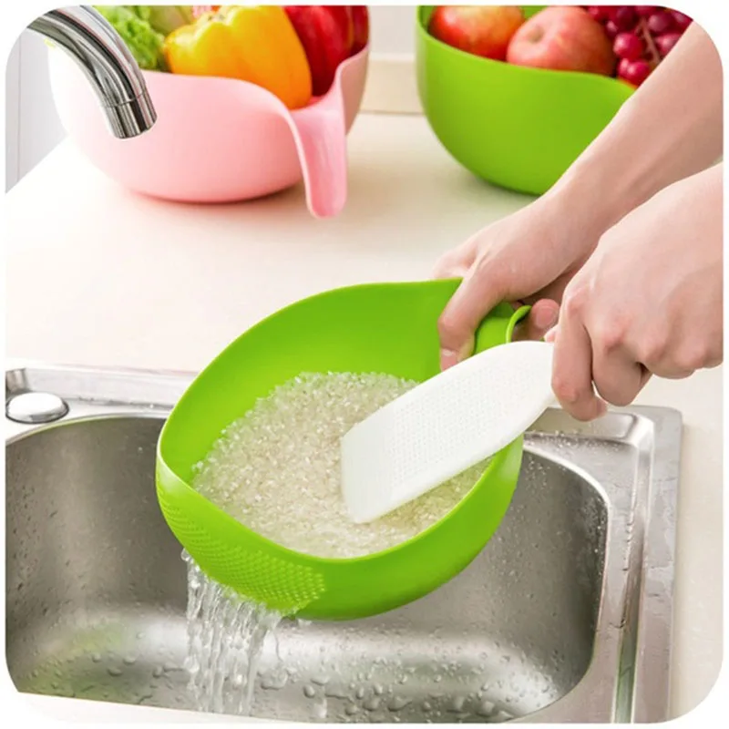 

New Small Rice Wash Basket Filter Plastic Basket Safe Kitchen Cleaning Tool Fruit Vegetable Wash Basket