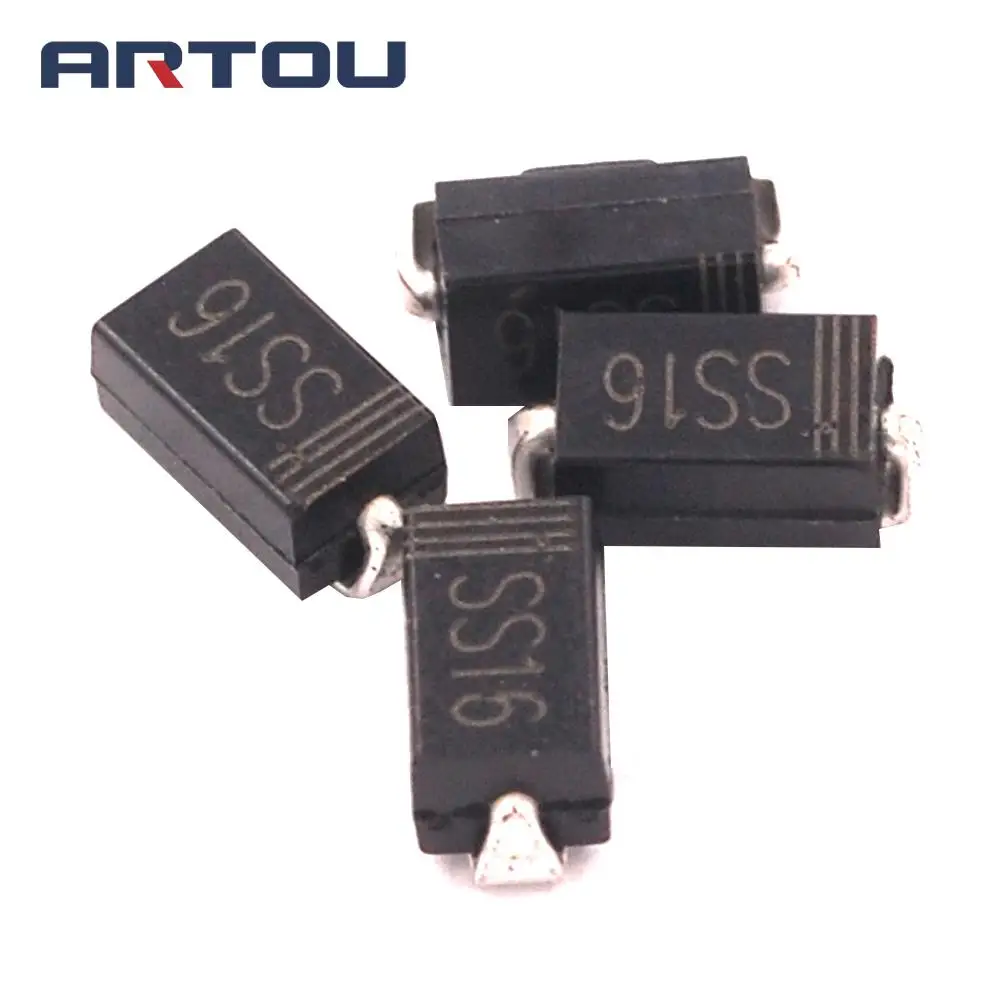 50PCS SS16 SMD Schottky Barrier Rectifier Diode 1A 60V DO 214AC SMAin