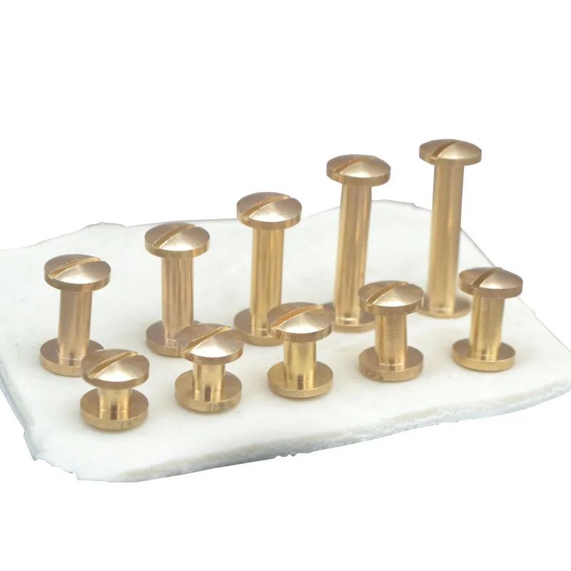 

XUNZHE 100pcs Copper 4-15mm plane and Double curved Head Luggage Leather metal Craft Solid Screw Nail Rivet Belt/strap Rivets