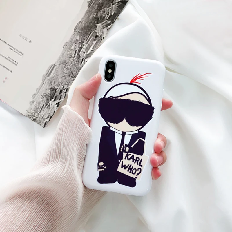 GYKZ Cool Karl Lagerfeld Soft Silicone Phone Case For iPhone XS MAX X XR 7 6 6s Plus Fashion Matte Coque For iPhone 8 Cover Bag