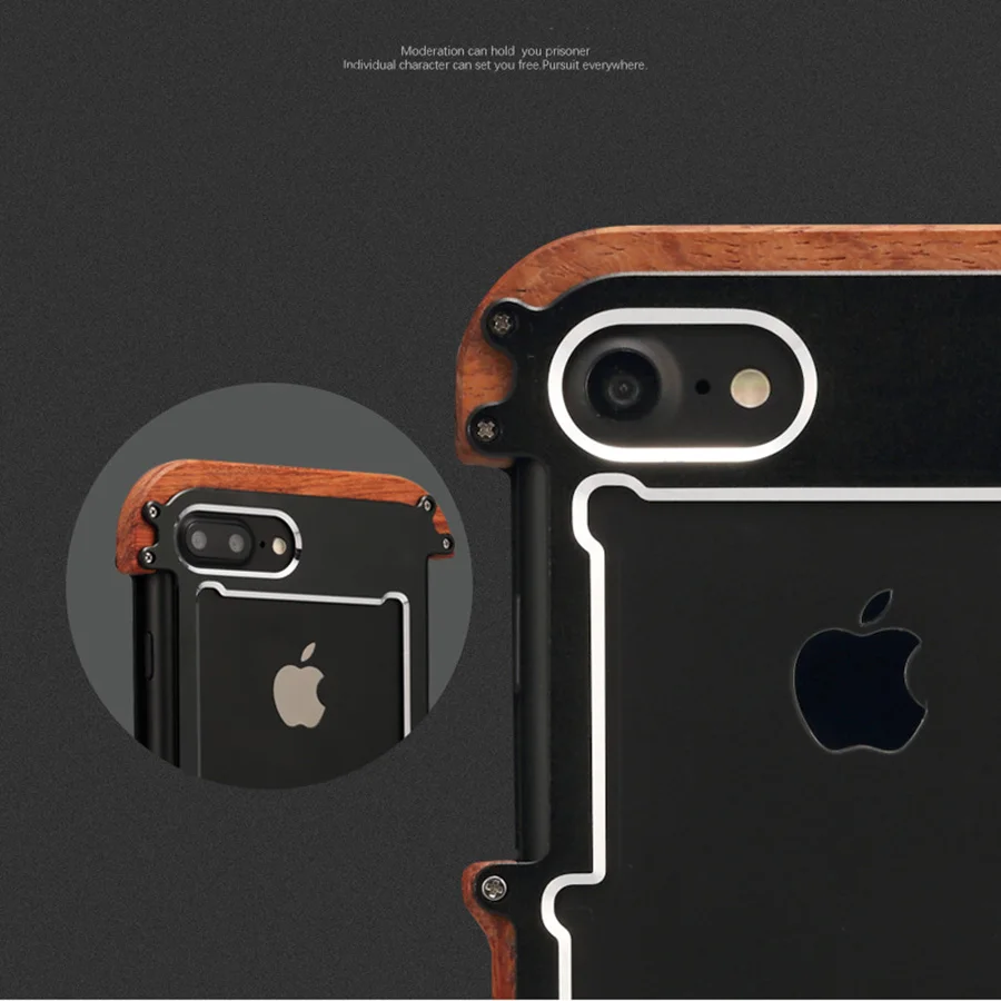 Чехол R Just для Apple iPhone 7 роскошный металлический алюминиевый деревянный защитный
