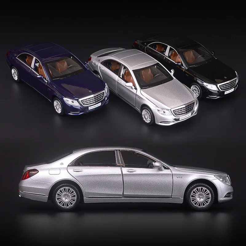 1/32 Maybach S600 литые под давлением металлические модели автомобилей, игрушечный автомобиль с имитацией, светильник с музыкой, 6 дверей, можно открыть, подарки для детей